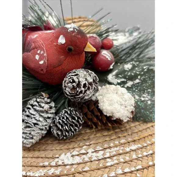 Large Gourd Christmas Snowman Hand Painted Folk Art Signed 16" - Picture 9 of 10